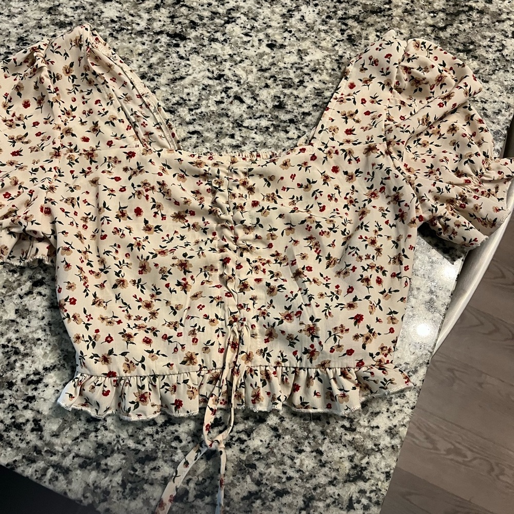 And white rose crop top